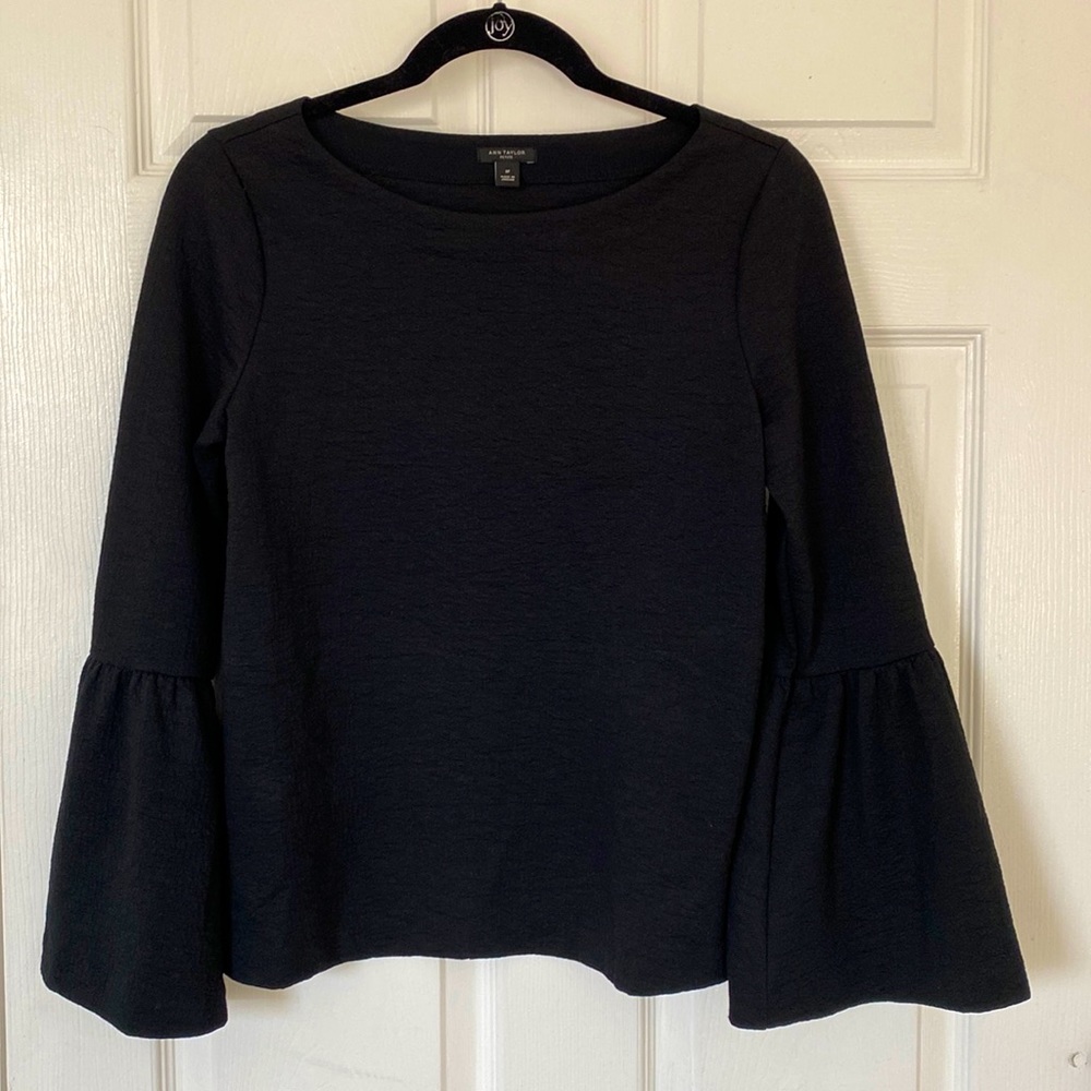 Ann Taylor black top with flared sleeves